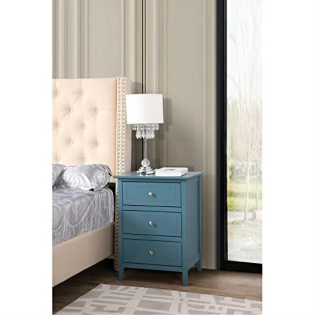 Glory Furniture Daniel 3 Drawer Nightstand , Teal