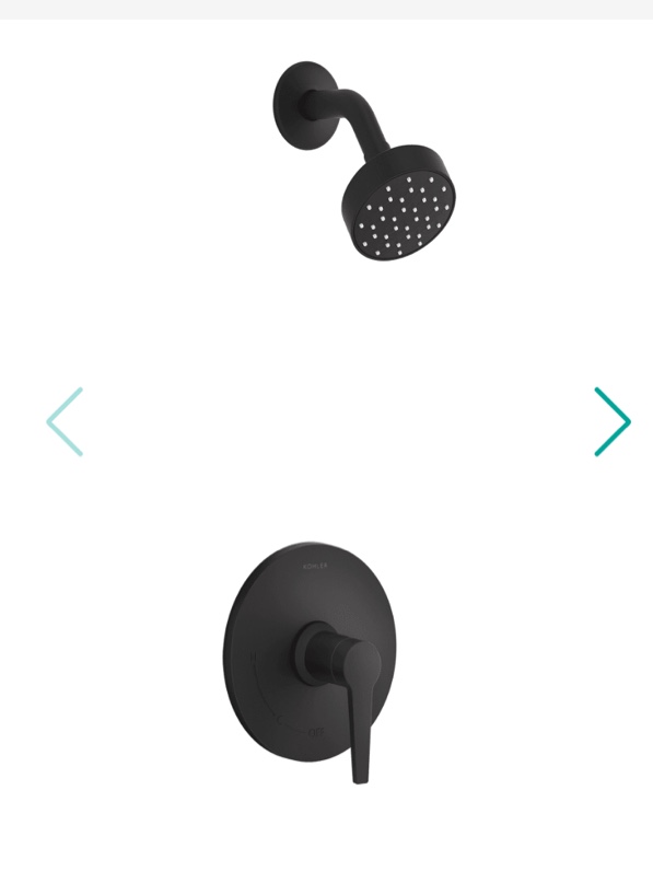 Kohler Pitch Rite-Temp Shower Trim Kit With 1.75 GPM Water-Saving Single-Function Showerhead, Single Spray Setting