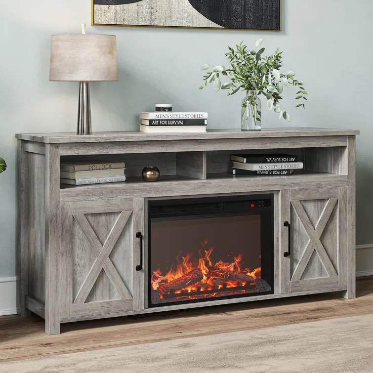 Claycomo TV Stand for TVs up to 65" with Electric Fireplace Included