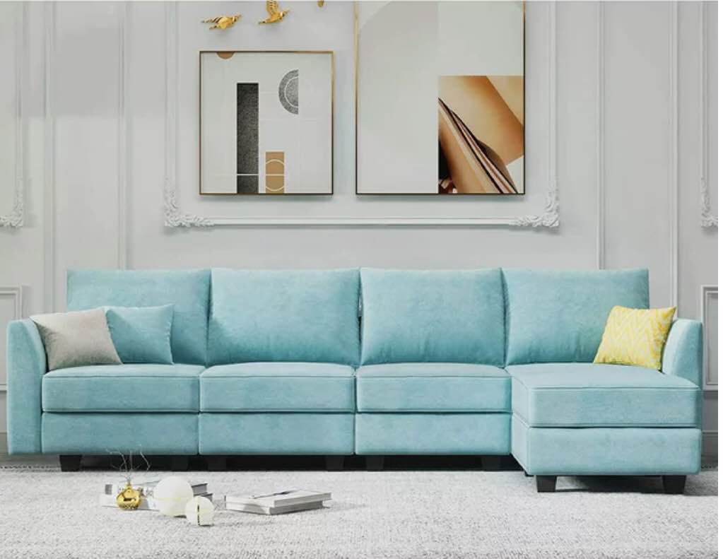 Honbay aqua sofa sectional *incomplete 2 armless storage chairs only* **2 boxes total**
