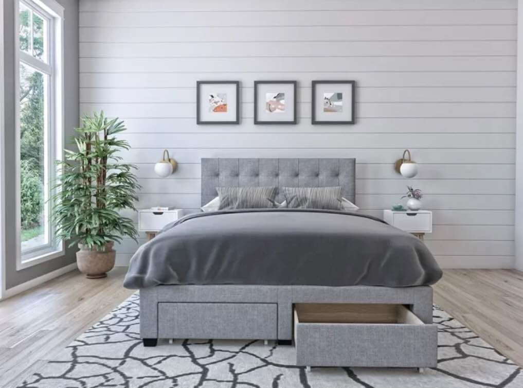DG Casa Benjamin Tufted Upholstered Storage Platform Bed Frame - King *incomplete,box 1/3 only*