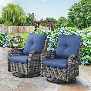 HUMMUH Outdoor Swivel Rocker Wicker Patio Chairs Set of 2 *incomplete,box 1 only*