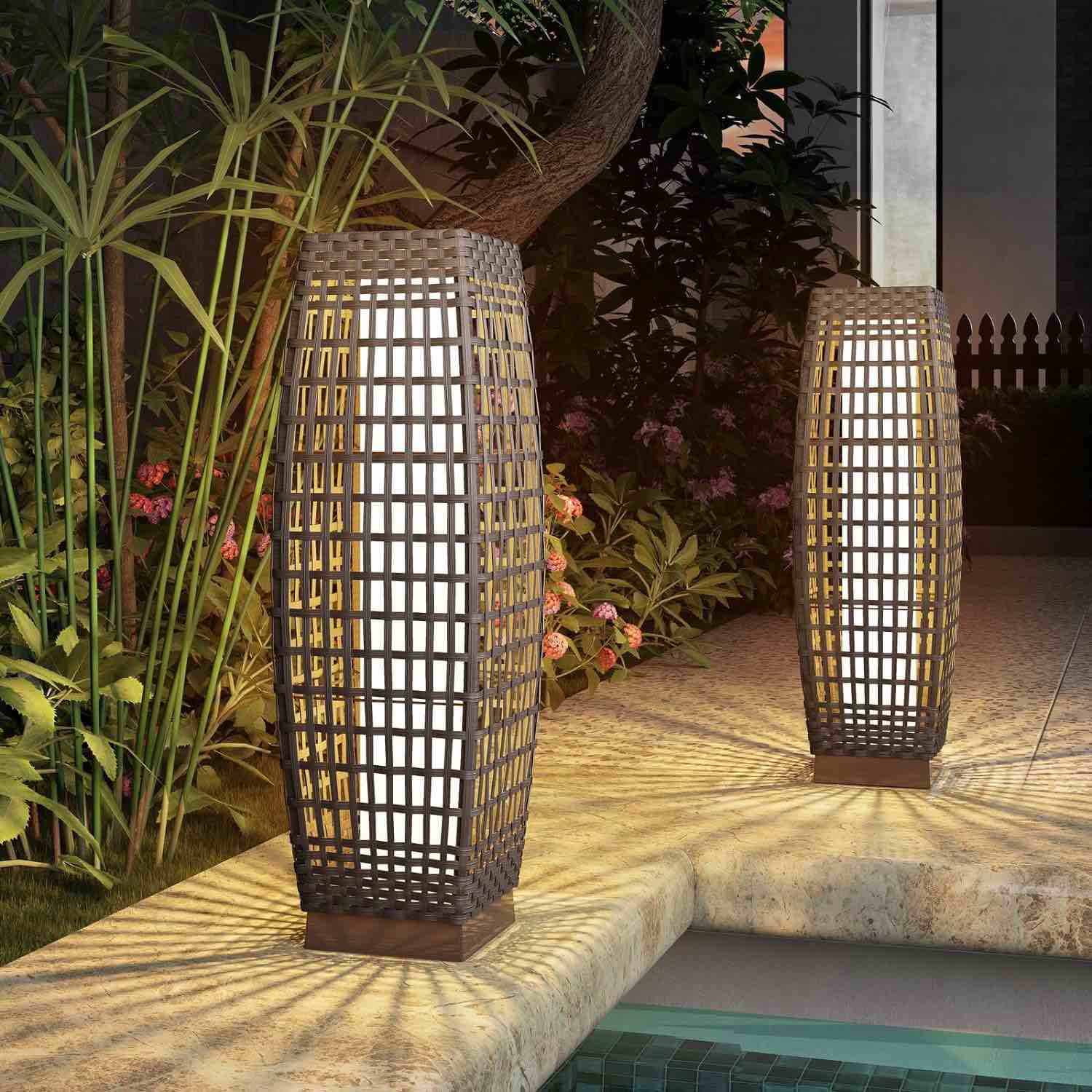 Grand patio Outdoor Solar Powered Resin Wicker Floor Lamp