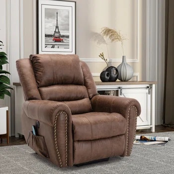 Jameriah 42.5'' Wide Faux Leather Power Lift Assist Standard Recliner with Massager INCOMPLETE ( box 2 of 2) 
