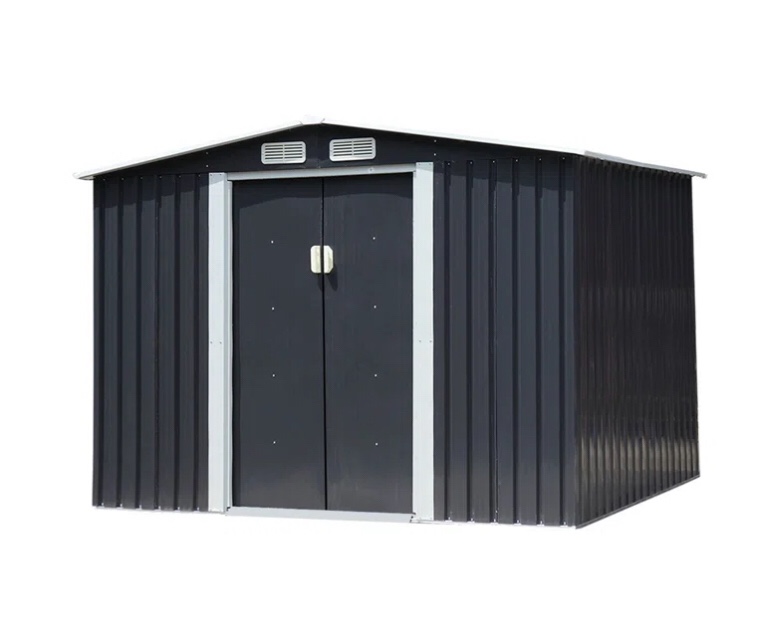 8.4 ft. W x 6.7 ft. D Galvanized Steel Outdoor Metal Storage Shed for Backyard Garden with Sliding Door (56.28 sq. ft.) (incomplete) box 2/3 only 