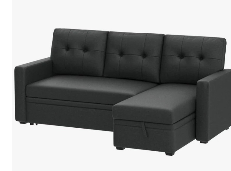 DV5011Armrest Dark Gray Devion Furniture Polyester Fabric Reversible Sleeper Sectional Sofa-Dark Gray(incomplete 3/3)