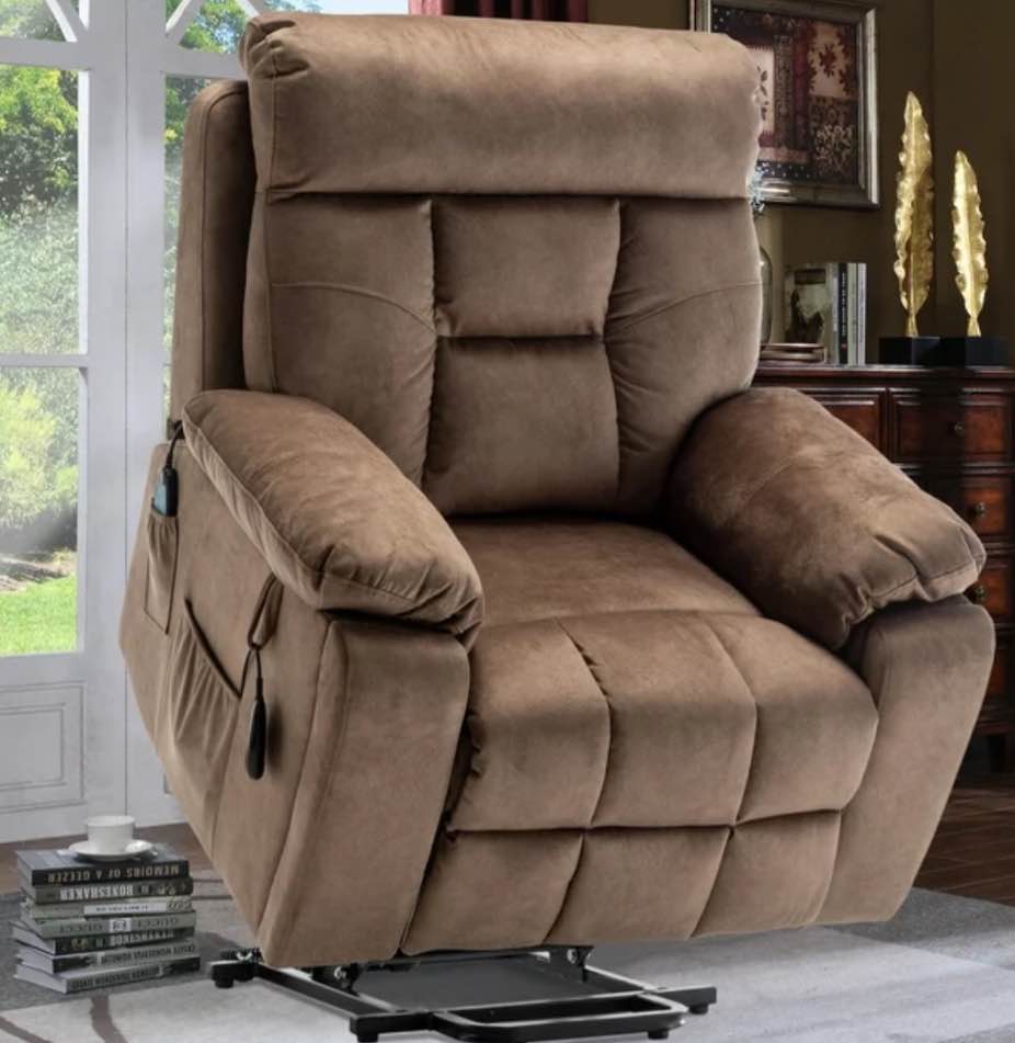 U1140502921 Massage Chair BTMWAY Wide Seat Lift Chair, Oversize Power Lift Recliner with Heat Therapy and Massage, Velvet Fabric Electric Reclining Sofa with Remote, Hidden Cup Holder for Elderly Seniors Big Man, Antique Brown(incomplete similar)