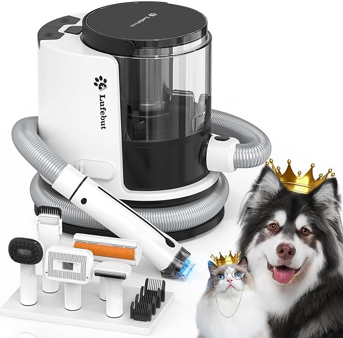 pet Grooming Vacuum Cleaner Pet Grooming Kit & Vacuum Suction 99% Pet Hair,6 in 1 Dog Grooming Vacuum Kit, 2.0L Capacity Easy Clean Dust Cup for Pet Hair,(Low Noise) Pet Shedding Grooming Tools for Dogs Cats at Home…