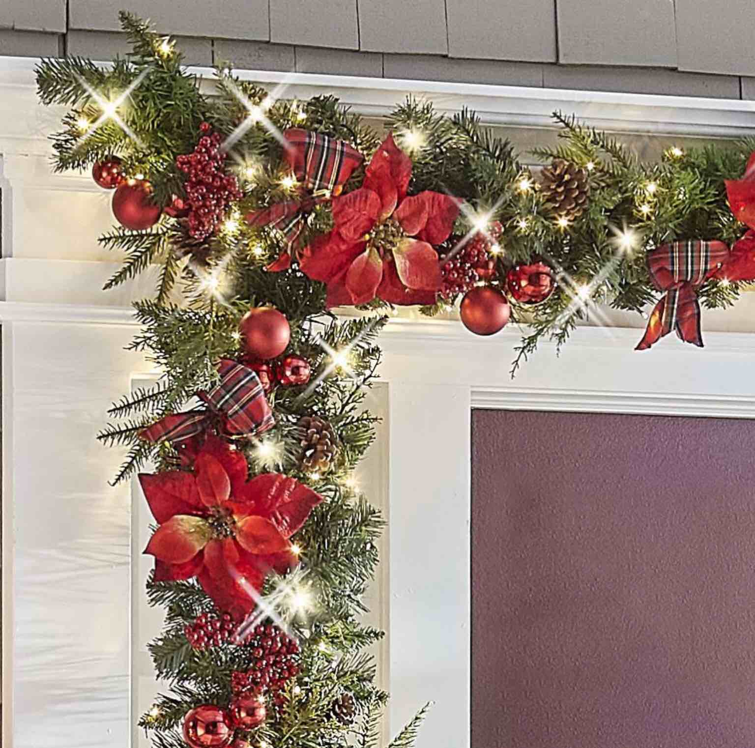 The Cordless Prelit Poinsettia And Ribbon Holiday Trim