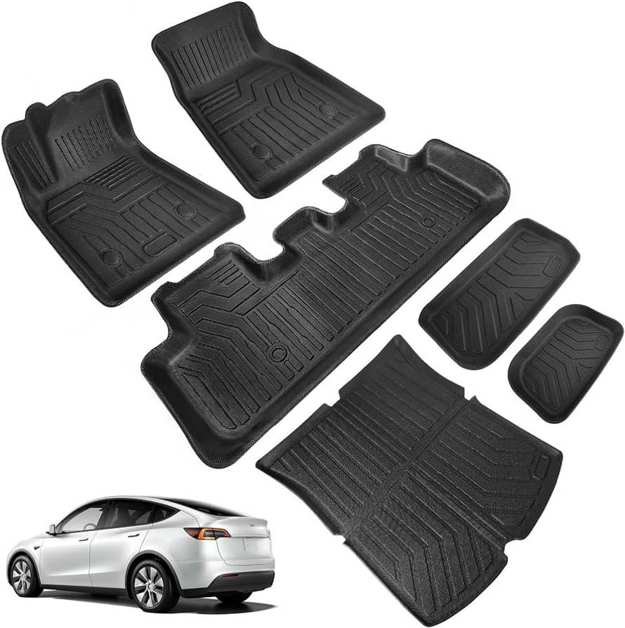  (6 Pack) Tesla Model Y Floor Mats 2023 2022 2021 2020 