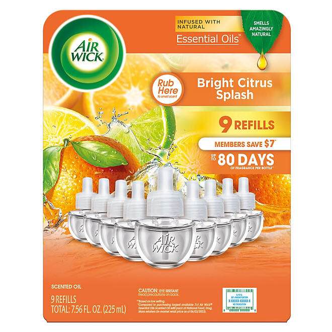 Air Wick Scented Oil Air Freshener Refills, 9 ct. (Bright Citrus Splash)