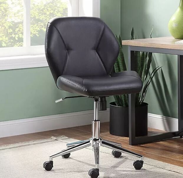 Serta Armless Office Task Chair Adjustable, Black