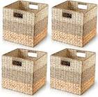 CHI AN HOME Wicker Storage Cubes for IKEA Kallax, HEAVY DUTY Hyacinth Storage Baskets for Shelves, Foldable Rattan Square Baskets, Closet Shelf Organizer Bins with Handles, Pack 4 (‎11.8 x 11.8 x 11.8 IN)