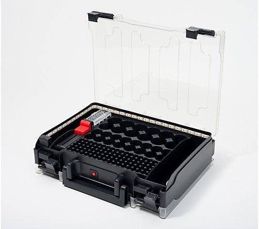 208 Ultimate Battery Organizer Storage Case w/ Light & Tester