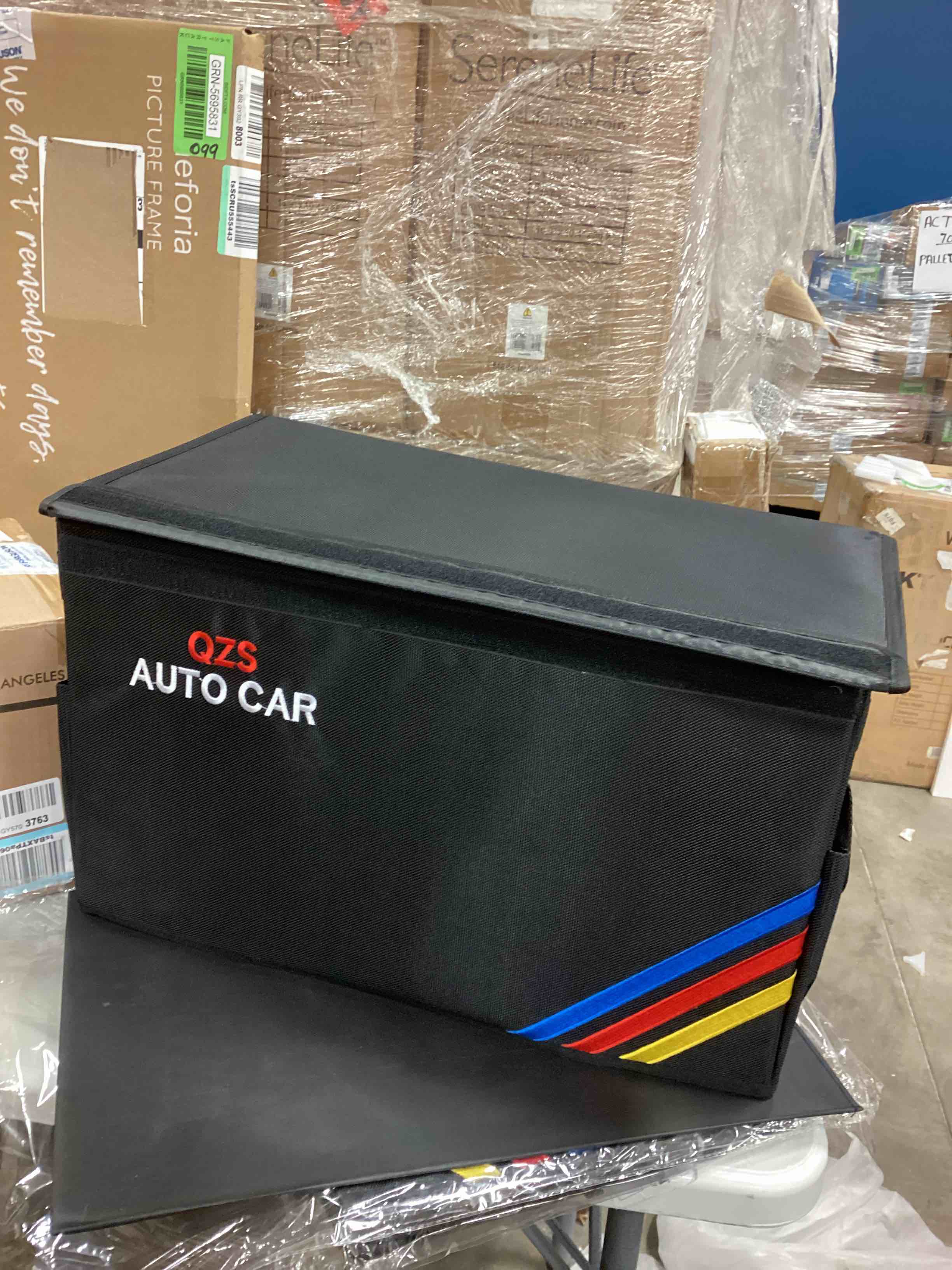 Portable Car Trunk Storage Organizer - Storage Organizer for SUV, Auto, Truck, Home, Carrying Handles, Adjustable Anchoring Straps, Divider Compartments for Car Organization (General Logo)