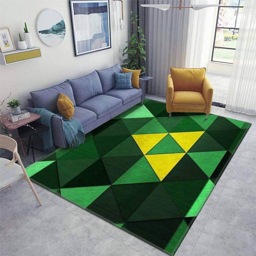 Triforce Quest Green Area Rugs Non-Slip Floor Mat Doormats Home Runner Rug Carpet for Bedroom Indoor Outdoor Kids Play Mat Nursery Throw Rugs Yoga Mat