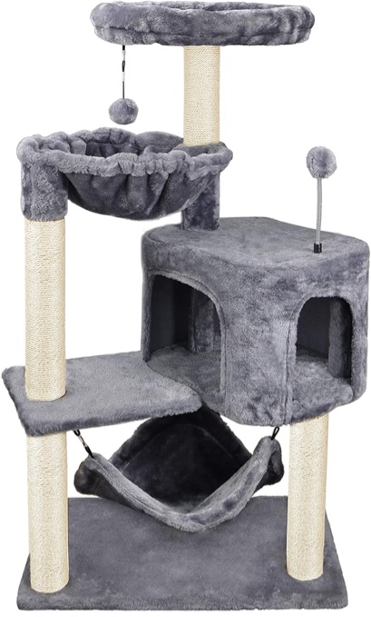 YUNWEI Newest Cat Tree with Cat Condo and Big Hammock?Grey
