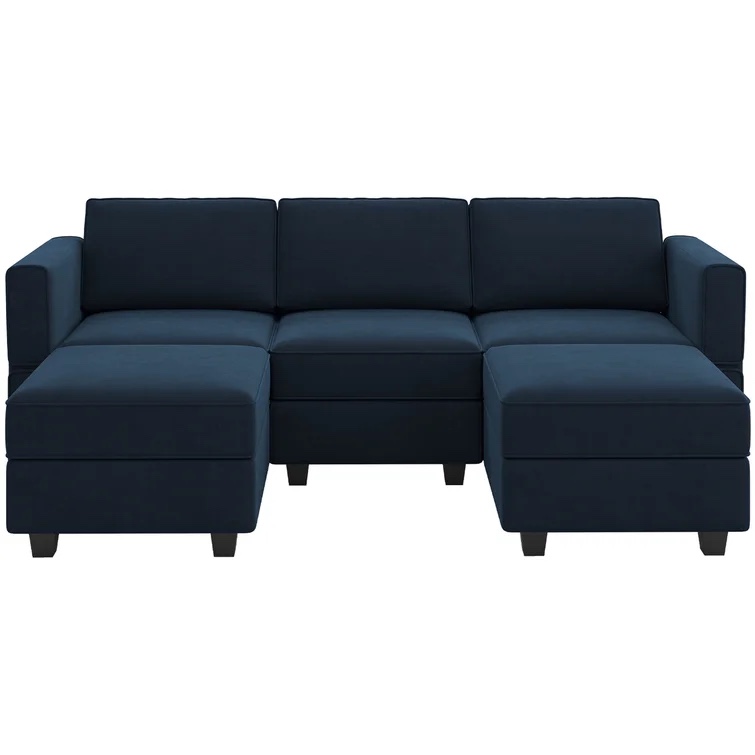 (Box B)Ossining 90.2'' Velvet Upholstered Sectional Sofa