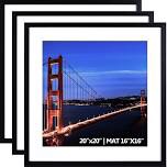 Yaetm 20x20 Black Picture Frame Set of 3, Square Photo Frame Displays 16x16 with Mat or 20 x 20 without Mat, Gallery Wall Frame for Wall Mounting (3 Pack, Black)