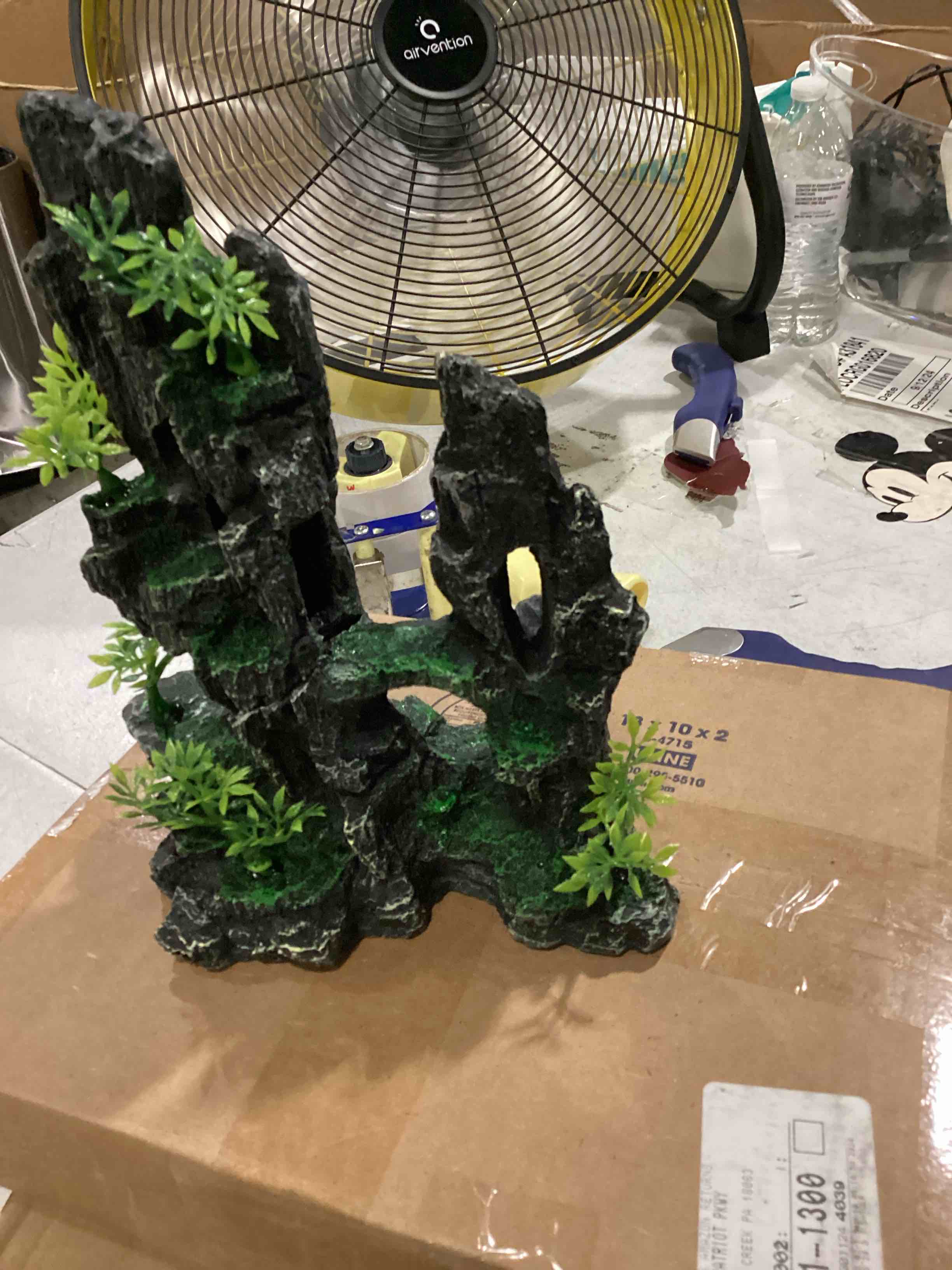 Tfwadmx Aquarium Mountain View Moss Tree Rock Cave Fish Tank Stone