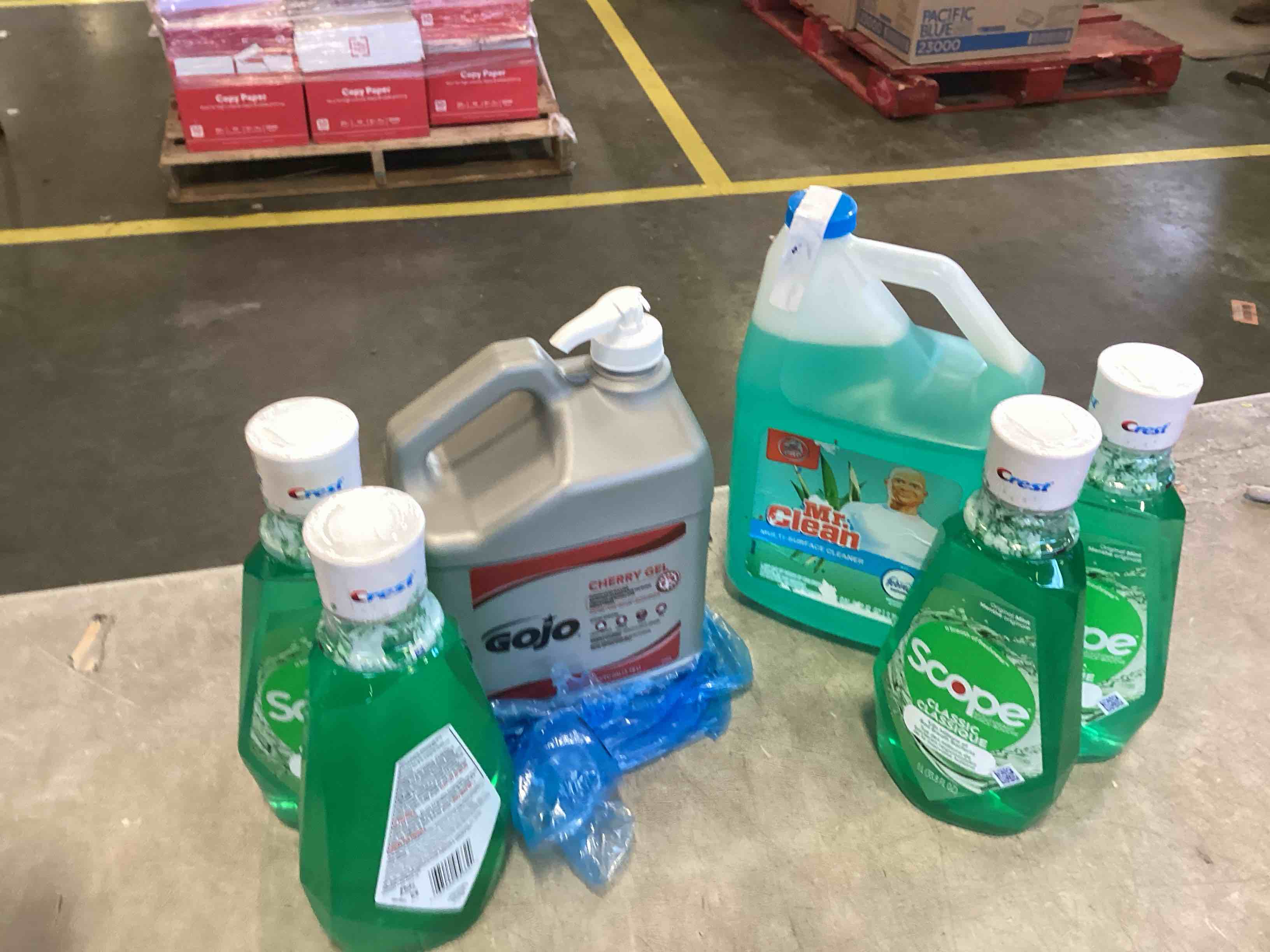 Assorted mouthwash Mr clean and gojo 