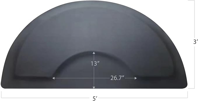 Barber Shop Chair Mat Anti-Fatigue Floor Mat 3'x5' Salon Floor Mat - Black Semi Circle Salon Mat for Hair Stylist - 1/2" Thick Comfort Floor Mat