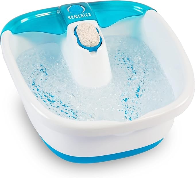HoMedics Bubble Mate Foot Spa, Toe Touch Controlled Foot Bath with Invigorating Bubbles and Splash Proof, Raised Massage nodes and Removable Pumice Stone