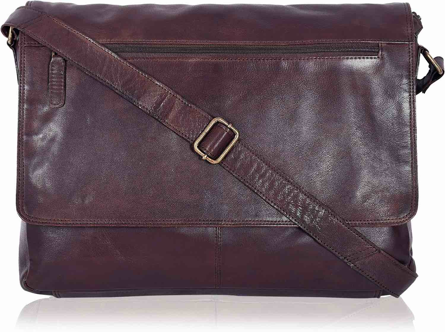 Real Leather 17" Laptop Messenger Bag for Men & Women - Computer Large Briefcase Satchel for Office College Student Casual (Brown1)