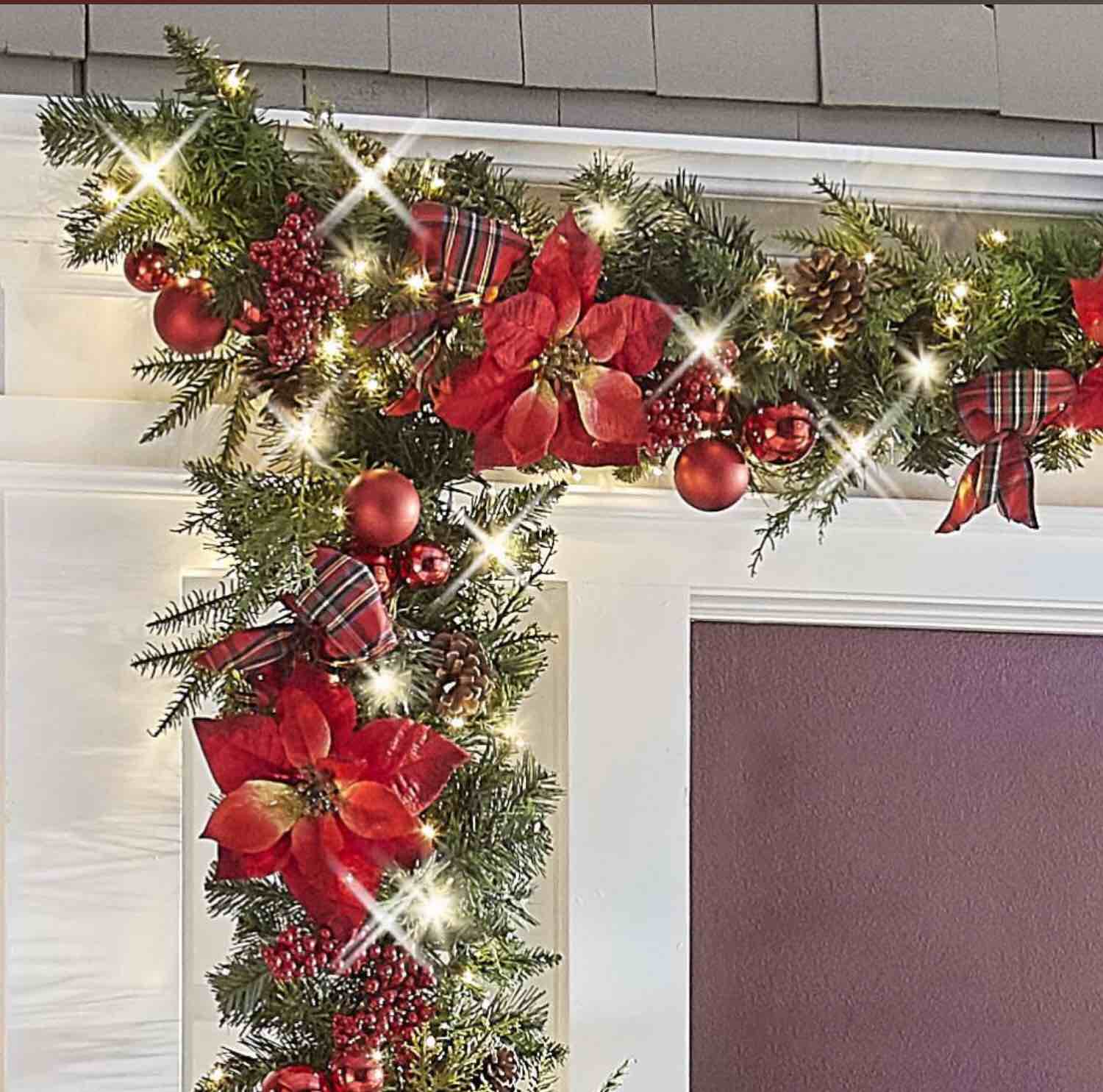 The Cordless Prelit Poinsettia And Ribbon Holiday Trim