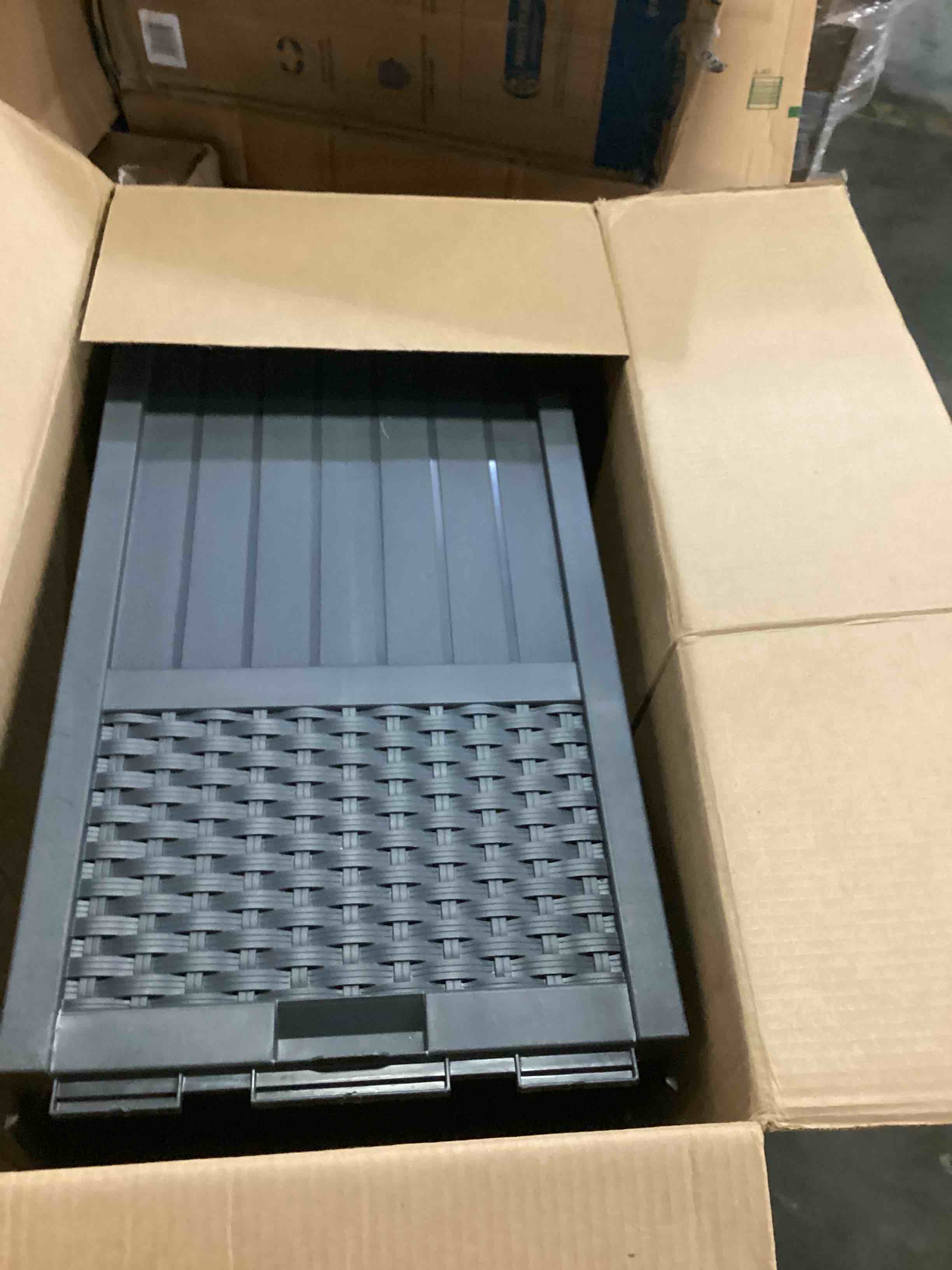 Suncast 33 Gallon Resin Outdoor Hideaway Patio Trash Can, Cyberspace Grey