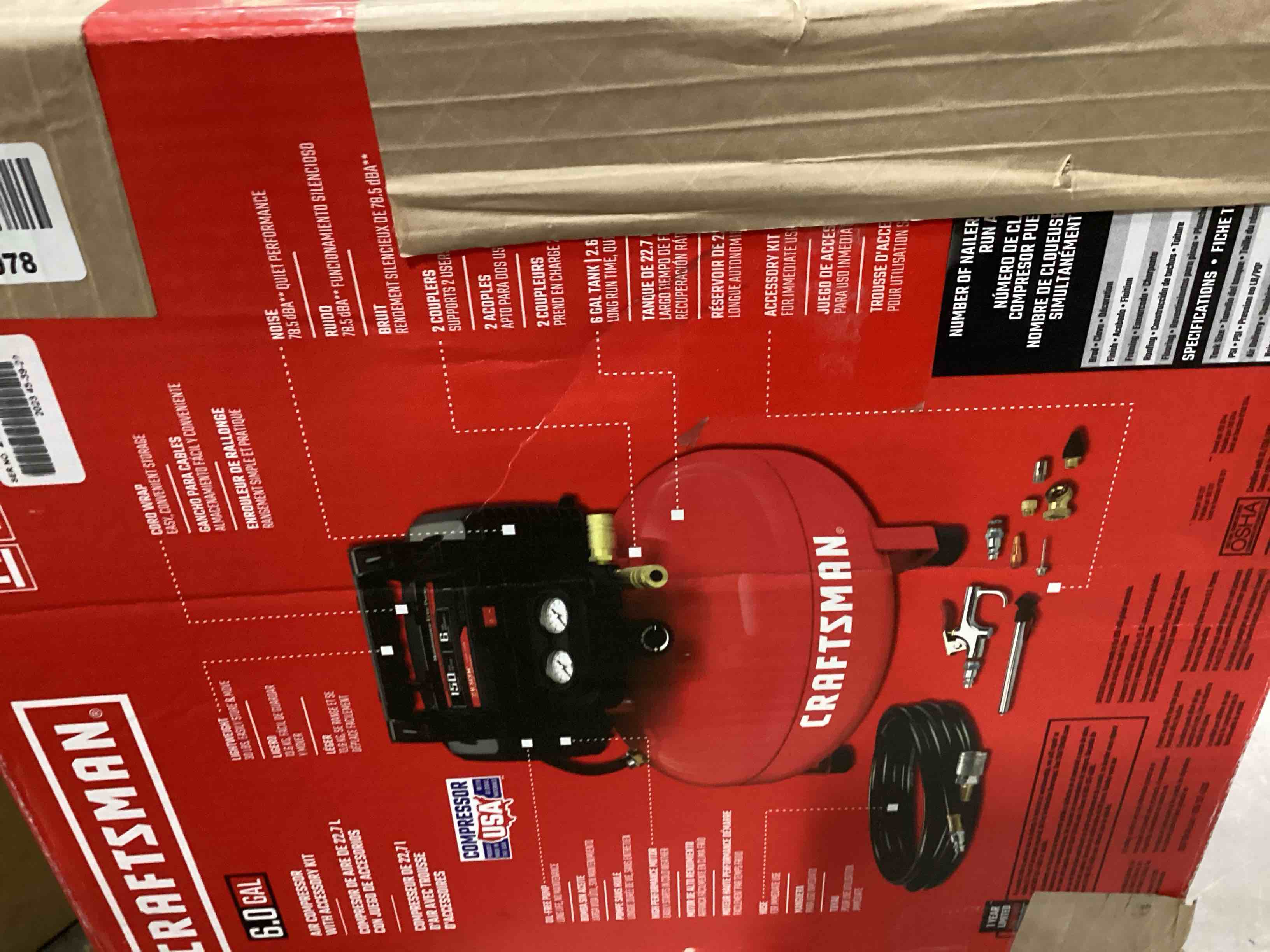 CRAFTSMAN Air Compressor, 6 Gallon, Pancake, OilFree with 13 Piece