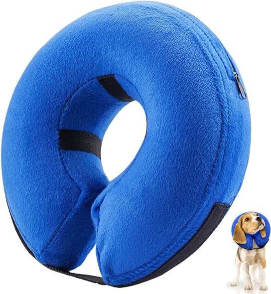 BENCMATE Protective Inflatable Collar for Dogs and Cats - Soft Pet Recovery Collar Does Not Block Vision E-Collar (X-Large, Blue) [Neck:18"-25"] X-Large Blue