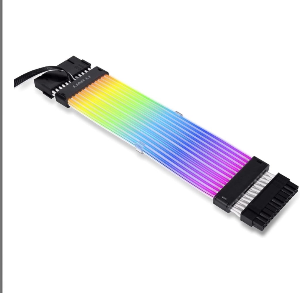 Lian Li Strimer Plus V2 24 Pin (PW24-PV2) -Addressable RGB Power Extension Cable (Strimer L-Connect 3.0 Controller Included) - for Motherboard Connector, PW24-PV2 BLACK