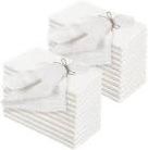 24 Pcs Fringe Napkins Bulk Cloth Cotton Soft Handmade 17 x 17 Inch Rustic Reusable Washable Festive Square Table Napkins with Fringe for Parties Wedding Restaurant Rustic Table Accessory (White)