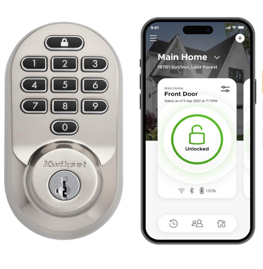 Kwikset Halo Keypad Wi-Fi Smart Door Lock, Keyless Entry Electronic Touchscreen Deadbolt Door Lock, No Hub Required App Remote Control, With SmartKey Re-Key Security, Satin Nickel