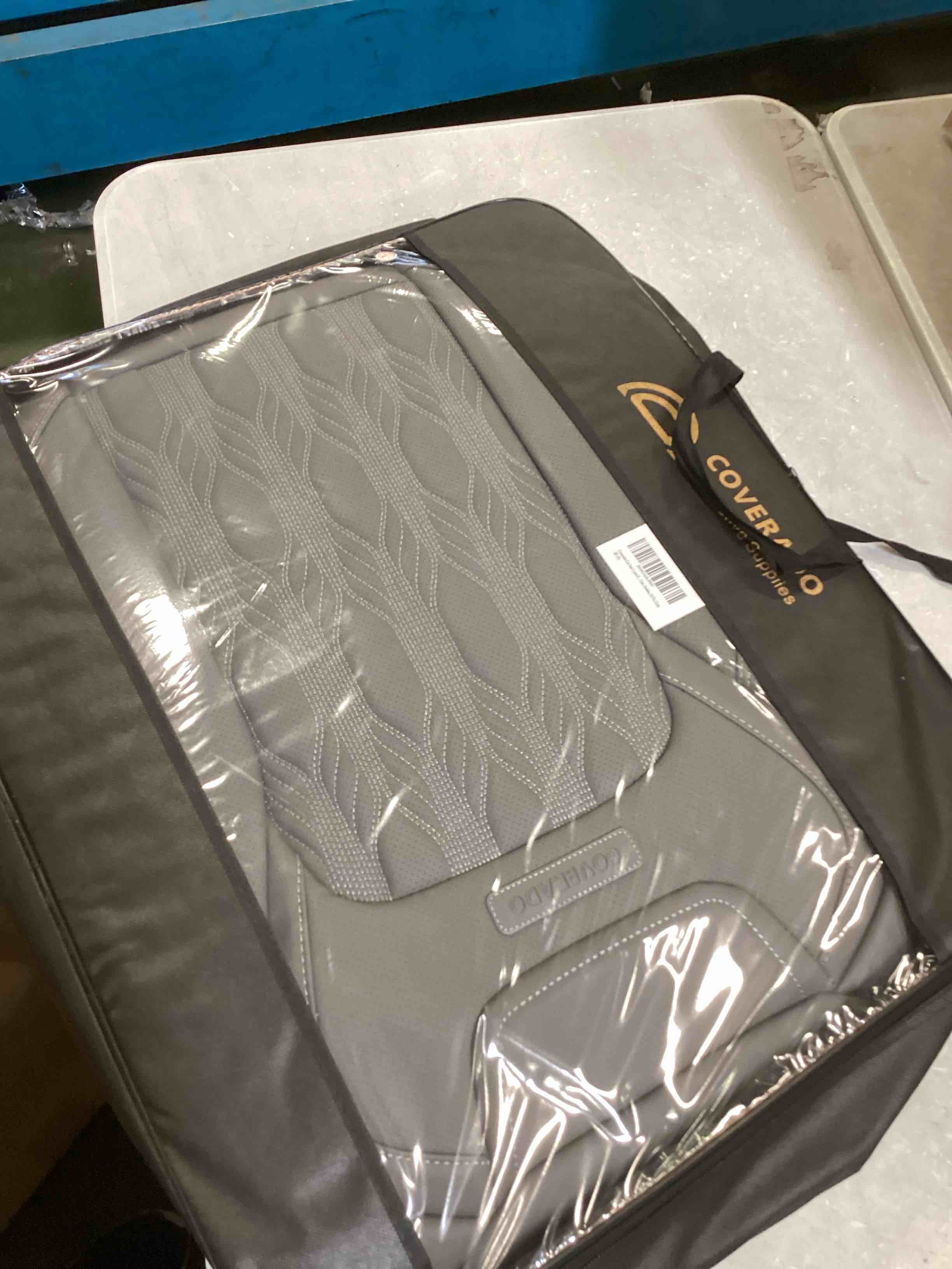 Coverado Car Seat Covers, Premium Nappa Leather Auto Seat Cushions Full Set with Embossed Pattern, Universal Fit Interior Accessories for Most Cars, Sedans, SUVs and Trucks, Gray