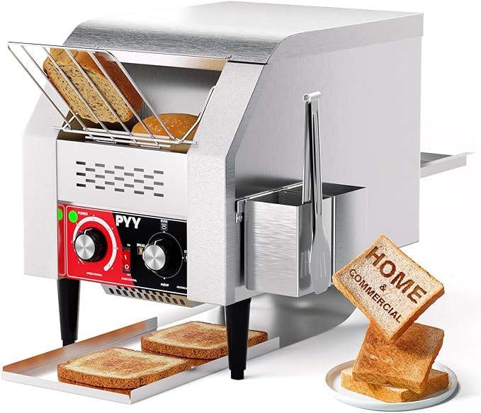 Commercial Toaster Conveyor 150slices/h Restaurant Toaster for Bun Bagel Bread Heavy Duty Stainless Steel Conveyor Toaster