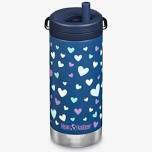 Klean Kanteen Kid's TKWide Insulated Water Bottle With Twist Cap 12 Oz. navy hearts