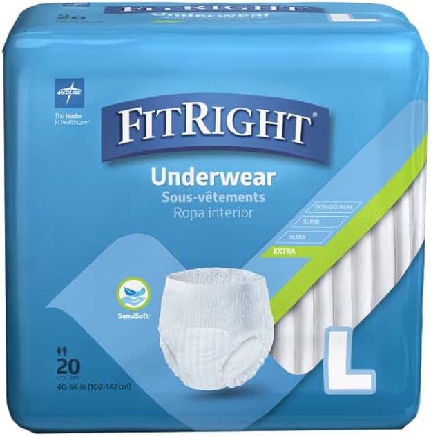 FitRight Extra Protective Incontinence Underwear, Moderate Absorbency, Large, 40 to 56", 20 Count (Pack of 4) Large (Pack of 80)