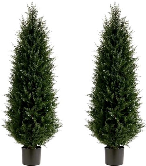 Laiwot 4FT Artificial Cedar Topiary Trees for Outdoors Potted Fake Cypress Tree Faux Evergreen Plants for Home Porch Decor 1 4ft