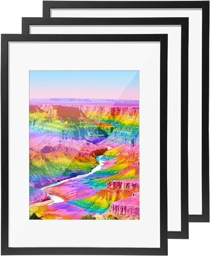 Yaetm 20x20 Black Picture Frame Set of 3, Square Photo Frame Displays 16x16 with Mat or 20 x 20 without Mat, Gallery Wall Frame for Wall Mounting (3 Pack, Black)