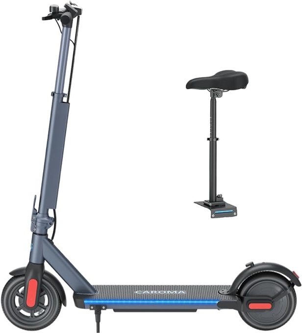 Caroma Electric Scooter 500W, Max 25 Miles Range & 20 MPH, Portable Folding Electric Scooter for Adults, 10" Tires, Fast Commuting E Scooter w/Braking System & Shock Absorption(Optional Seat)