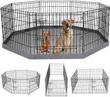 PETIME Foldable Metal Dog Exercise Pen/Pet Puppy Playpen Kennels Yard Fence Indoor/Outdoor 8 Panel 24" W x 36” H with Bottom Pad (with Bottom pad, 8 Panels 36 H) 