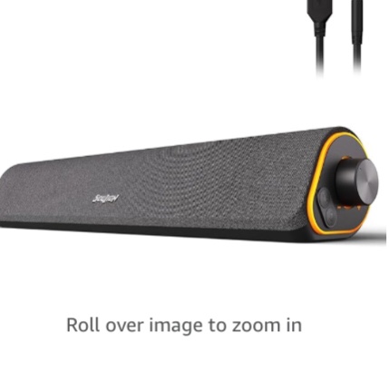 SOULION R50 Bluetooth Computer Speakers, 3.5mm PC Sound Bar for Desktop Monitor, Wired USB Powered & Colorful LED Lights with Switch Button, Stereo Surround Sound Soundbar for Computer Laptop