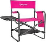 KingCamp Camping Directors Chair with Side Table and Storage Pockets, Folding Director Chairs for Adults, Breathable for Camping, Lawn, Picnic, Beach & Fishing (Pink)