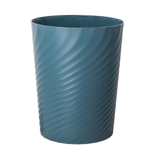 UUJOLY Plastic Trash Can Wastebasket, Garbage Container Basket for Bathrooms, Kitchens, Offices, Kids Rooms (Dark Blue, 1 Pack)