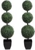 momoplant Artificial Topiaries Ball Tree Outdoor, 3.3ft Fake Topiary Triple Ball Boxwood Trees(2 Pieces), Faux Shrubs Plants Potted Green Decorative Indoor Porch or Gardenï¼ˆ40inchï¼‰