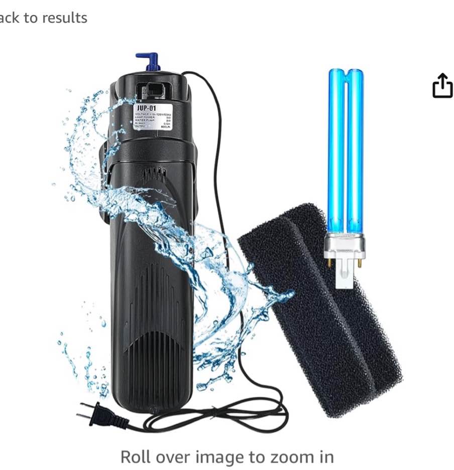 COOSPIDER Sun JUP-01 Aquariums in Tank Submersible Machine w/ 1 Spare Bulb + 2 Replace Filter, fit for 40-80 Gallon, 211gph 9 Watt