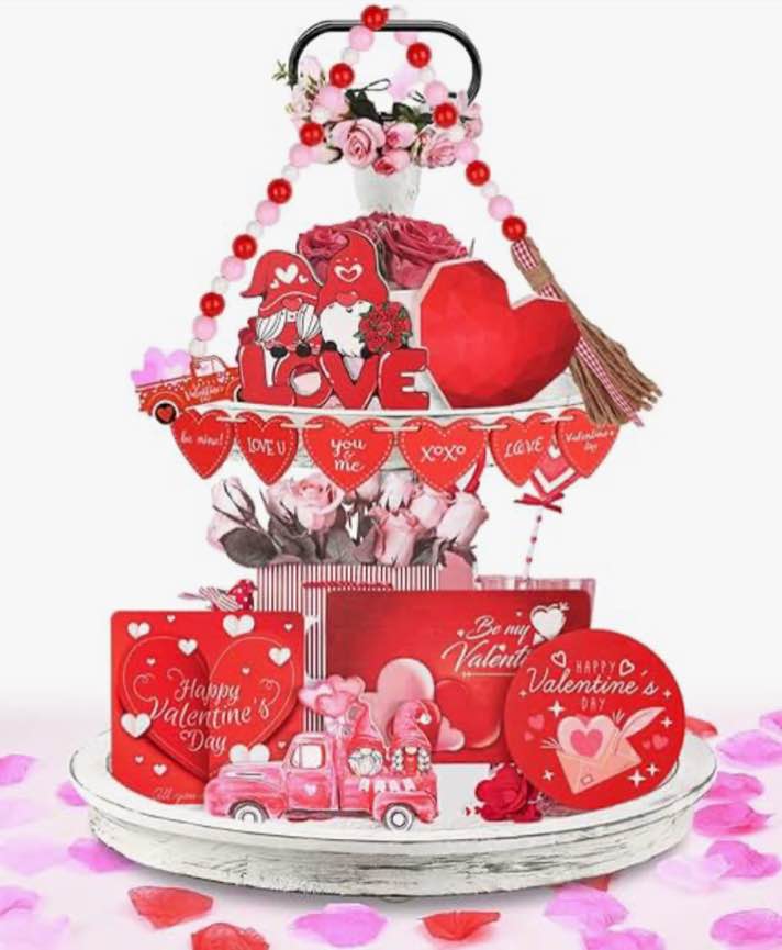holidayideas Valentine’s Day tray decor 3D wooden signs similar to stock photo