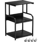 Fannova Printer Stand, 23.6 x18.9 x 29.5 Inches Large Printer Table with Adjustable Storage Shelf, 3 Tier Rolling Printer Cart with Wheels for Home Office, Stand for Heat Press Mini Fridge, Black